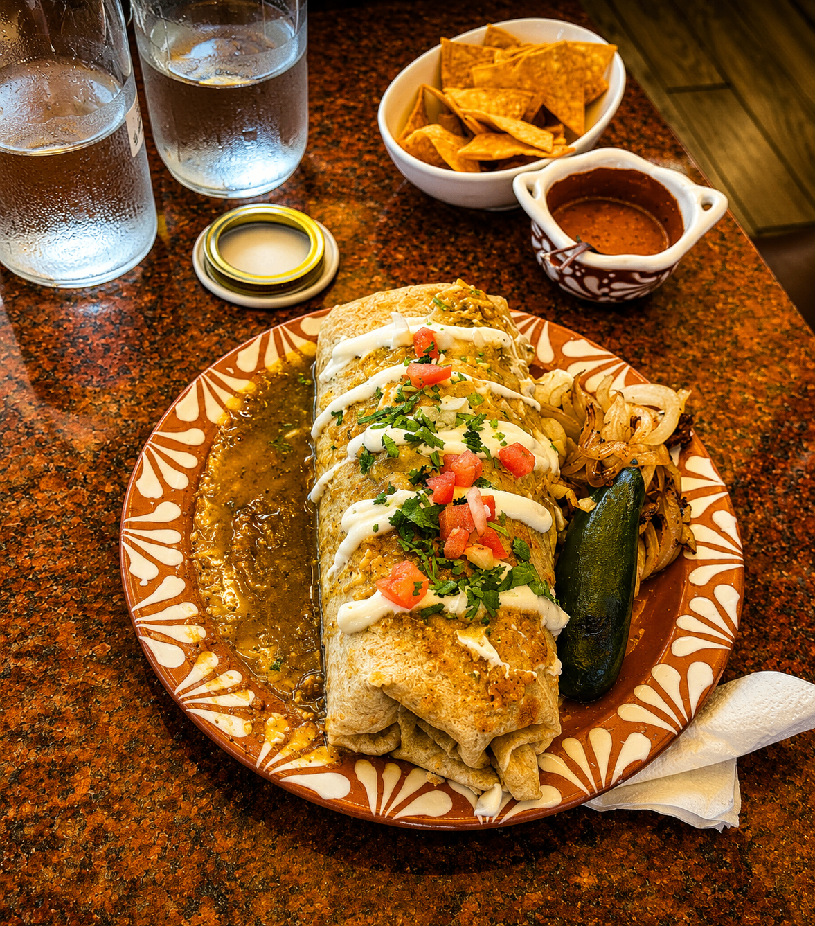 Wet Burrito in Green Salsa — Valencia Café Napa